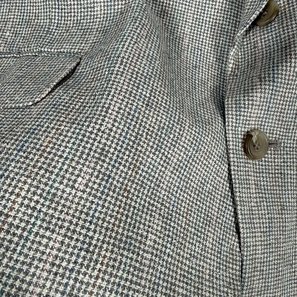 Vintage‎ Towncraft Suit Jacket Men's 48L Beige Plaid Silk 2 Button Blazer